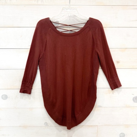 Express rust drape front lace up back pullover sweater ❤️ - Picture 5 of 8